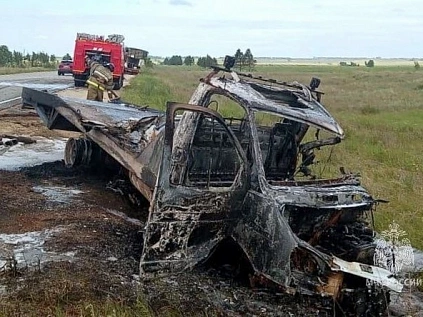 В результате аварии на трассе сгорела ГАЗель