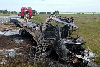 В результате аварии на трассе сгорела ГАЗель